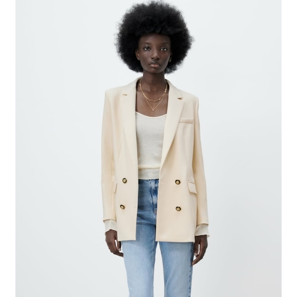 BNWT Zara cream double breasted blazer - Picture 1 of 9